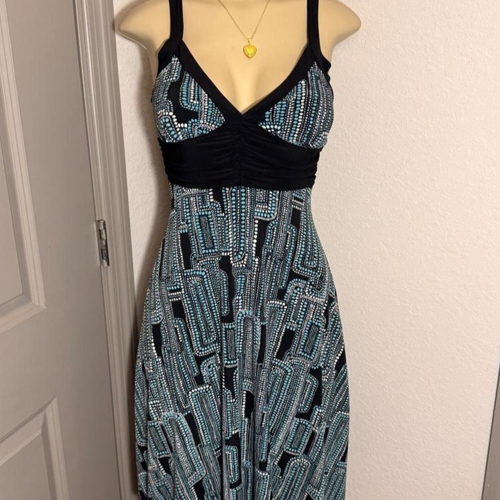 Gorgeous Lipstick black and blue geometric patterned dress